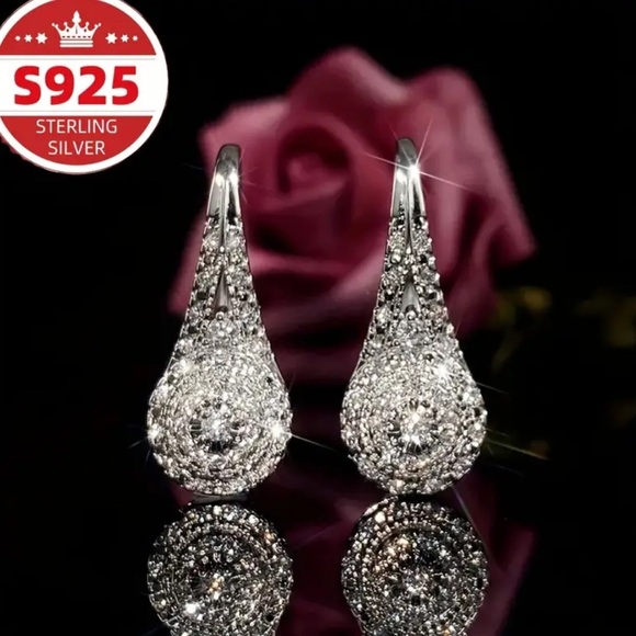 Women’s 925 Sterling Silver Synthetic Zirconia Pendant Earrings - NWT - Picture 3 of 9